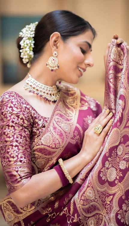 Preferable Wine Soft Silk Saree