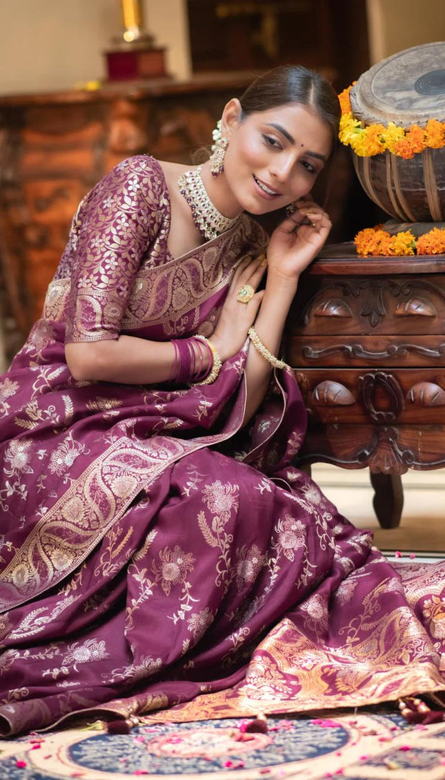 Preferable Wine Soft Silk Saree