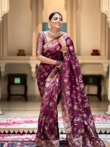 Preferable Wine Soft Silk Saree