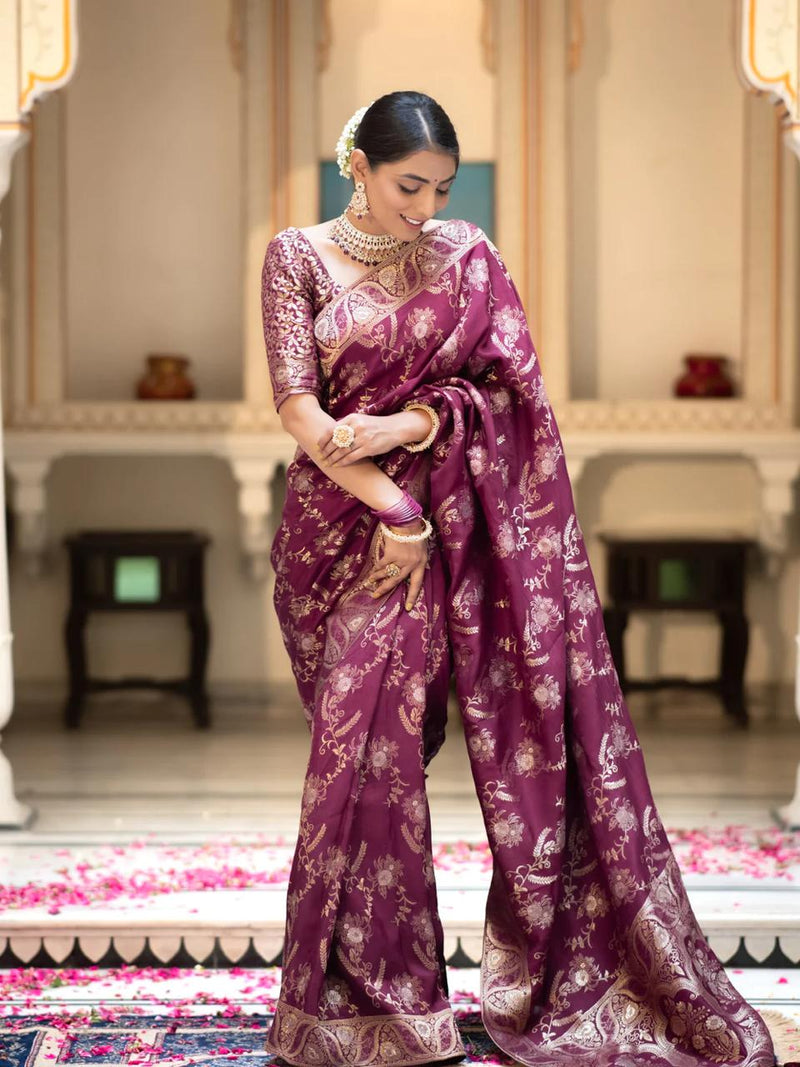 Preferable Wine Soft Silk Saree