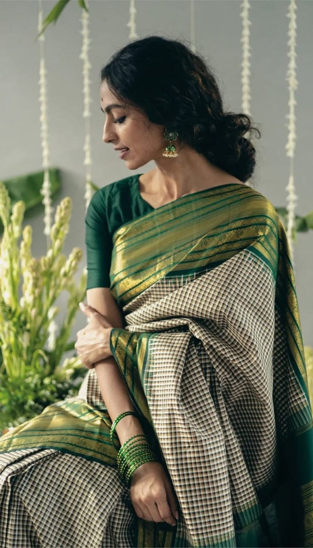Glamorous Grey Soft Silk Saree