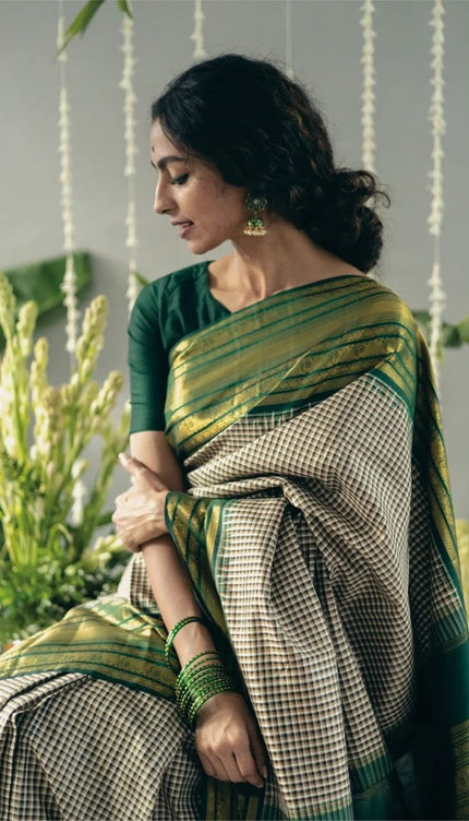 Glamorous Grey Soft Silk Saree