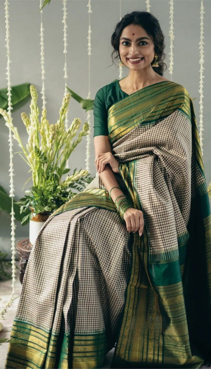 Glamorous Grey Soft Silk Saree