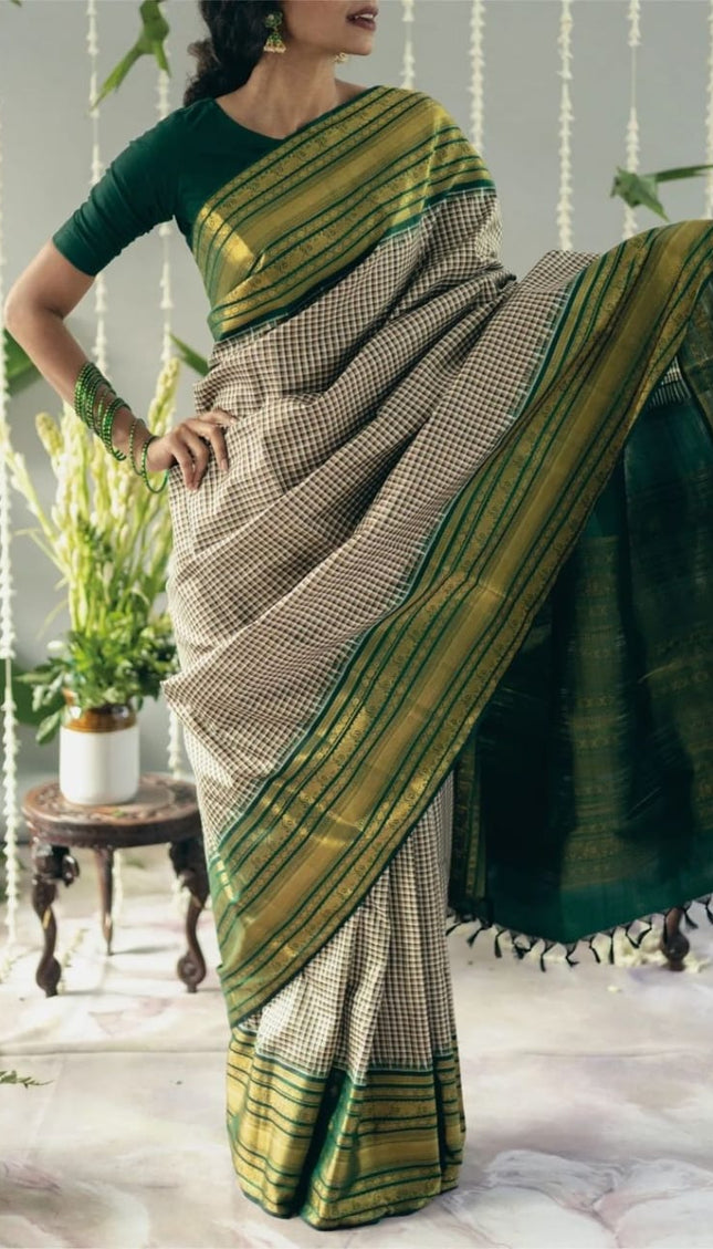 Glamorous Grey Soft Silk Saree