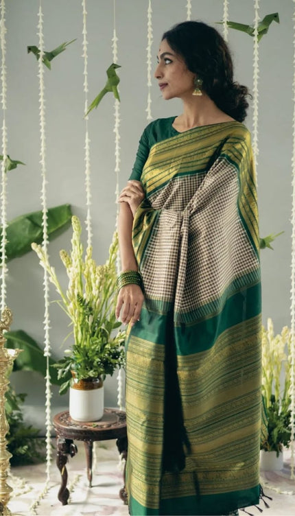 Glamorous Grey Soft Silk Saree
