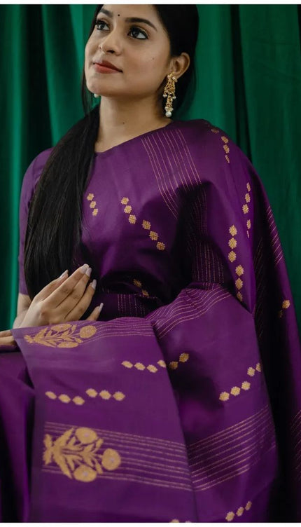 Redolent Purple Soft Silk Saree