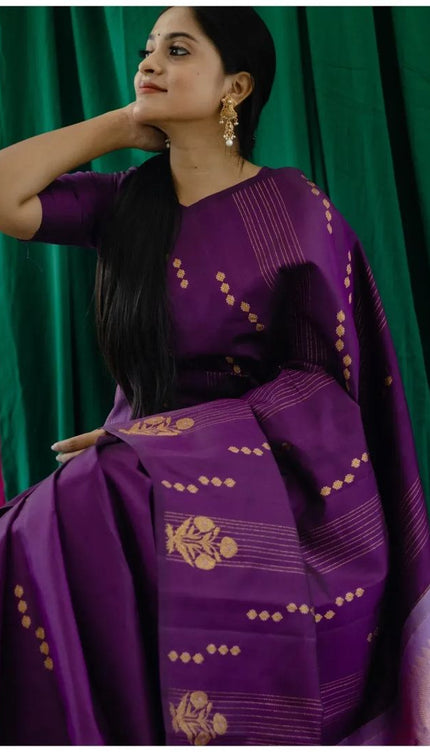Redolent Purple Soft Silk Saree