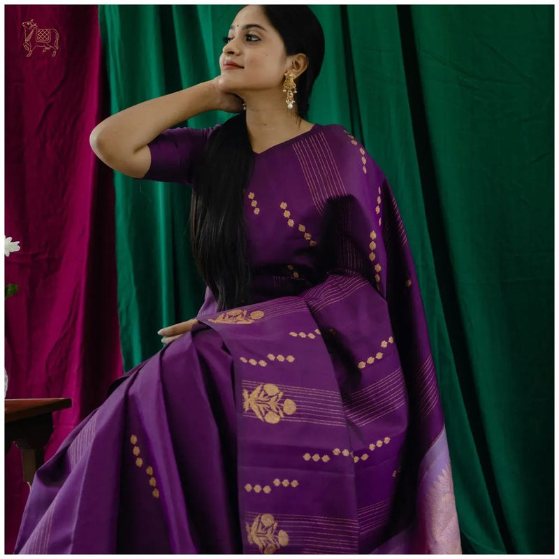 Redolent Purple Soft Silk Saree