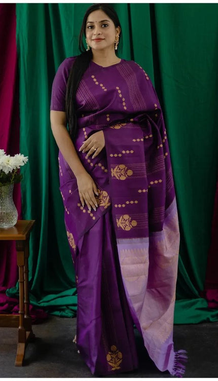 Redolent Purple Soft Silk Saree