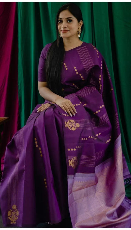 Redolent Purple Soft Silk Saree