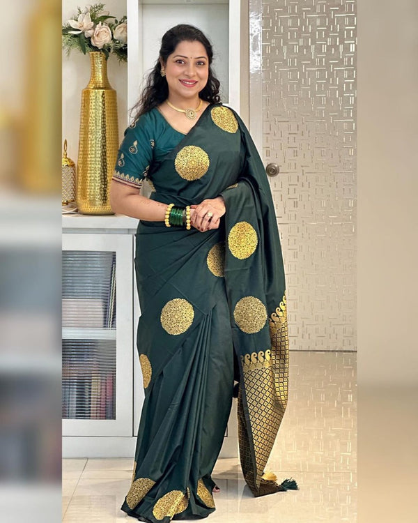 Ideal Dark Green Soft Silk Saree