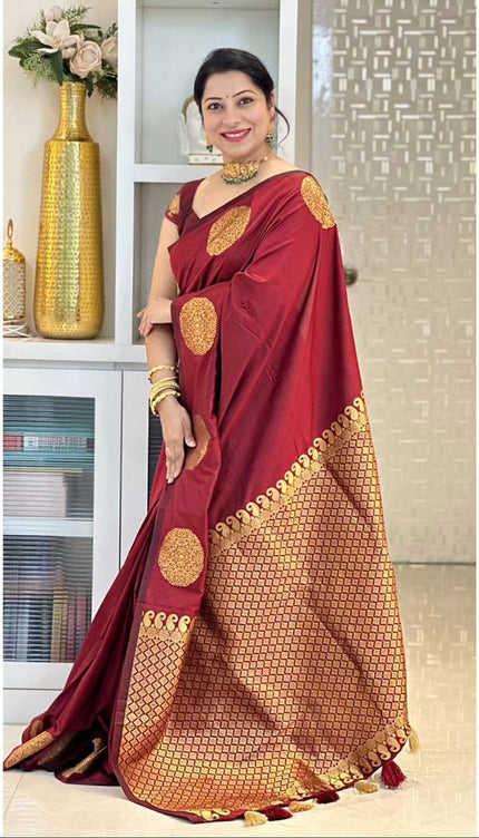 Charming Maroon Soft Silk Saree