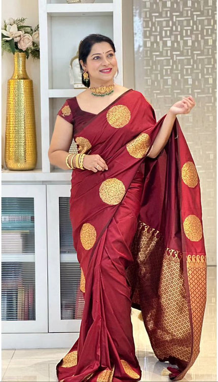 Charming Maroon Soft Silk Saree