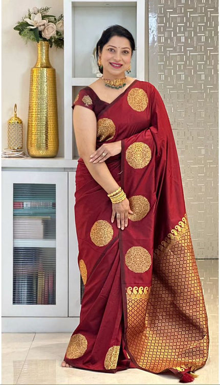 Charming Maroon Soft Silk Saree