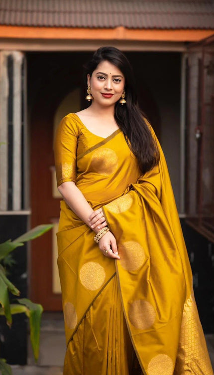 Ebullience Yellow Soft Silk Saree