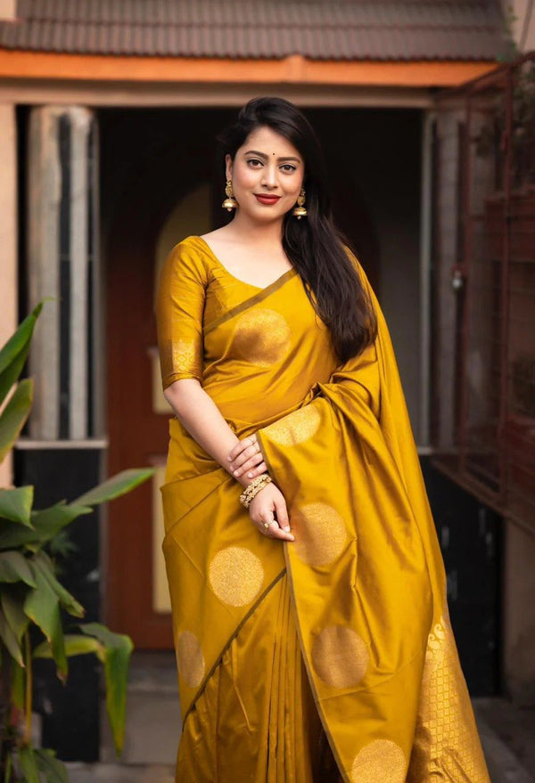 Ebullience Yellow Soft Silk Saree