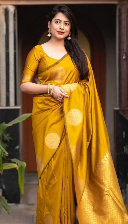 Ebullience Yellow Soft Silk Saree