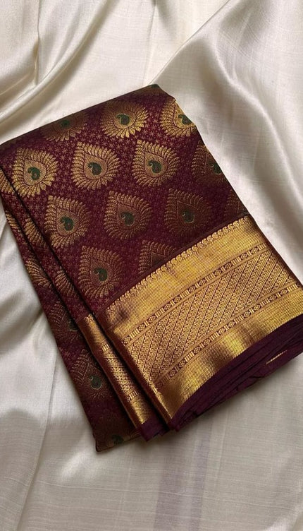 Aplomb Wine Soft Silk Saree
