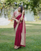 Gossamer Maroon Soft Silk Saree