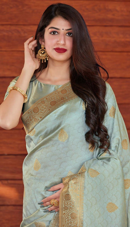 Beauteous Grey Soft Silk Saree