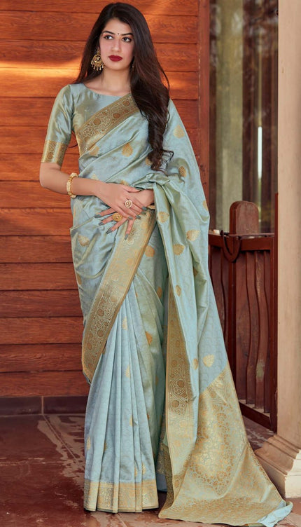 Beauteous Grey Soft Silk Saree