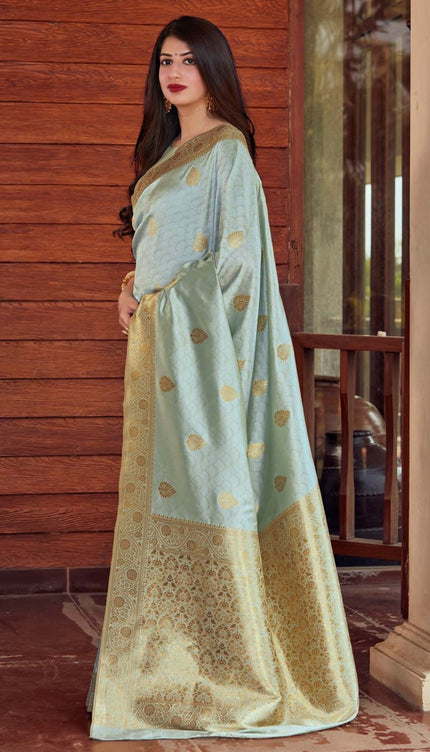 Beauteous Grey Soft Silk Saree