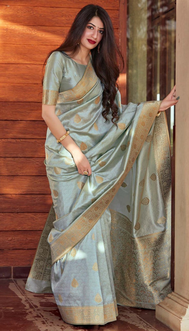 Beauteous Grey Soft Silk Saree