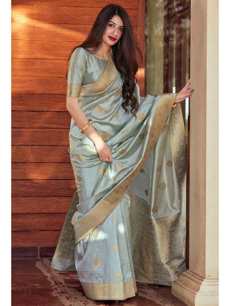 Beauteous Grey Soft Silk Saree