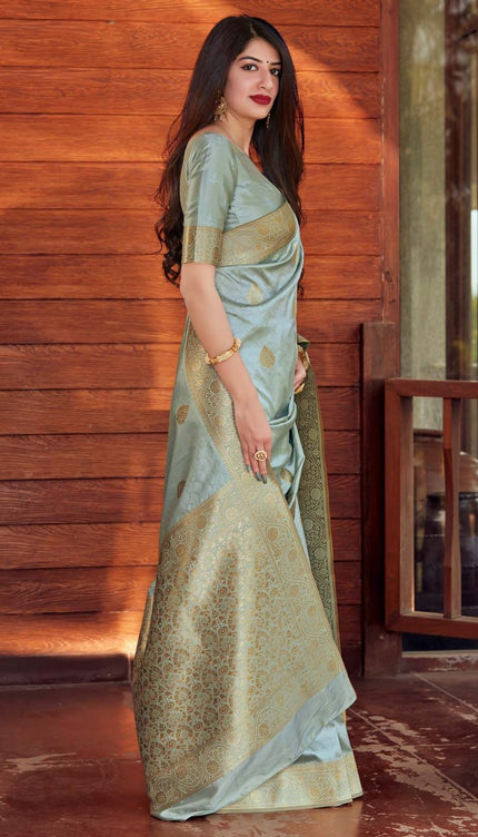 Beauteous Grey Soft Silk Saree