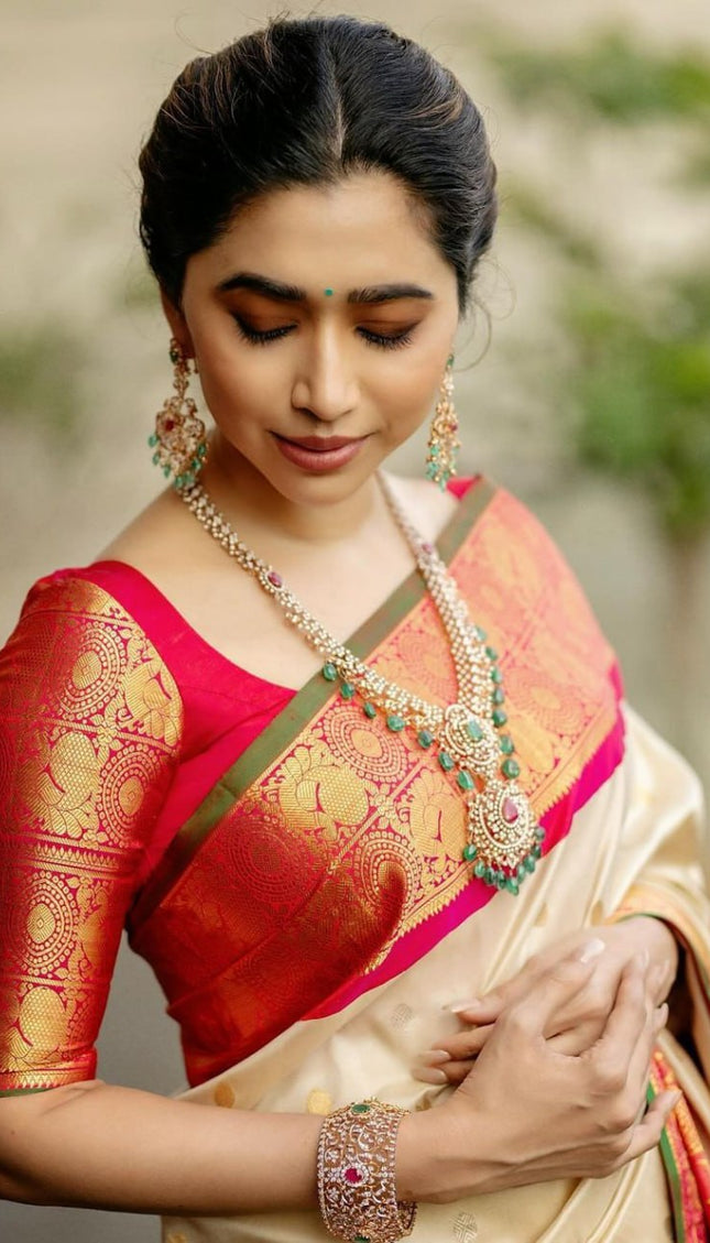 Most Stunning Beige Soft Silk Saree