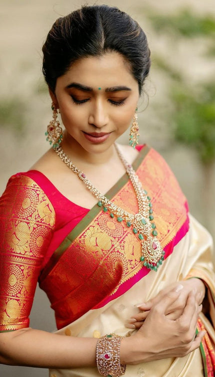 Most Stunning Beige Soft Silk Saree