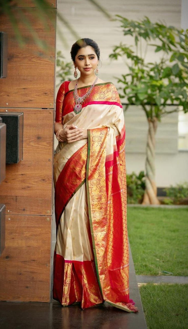 Most Stunning Beige Soft Silk Saree