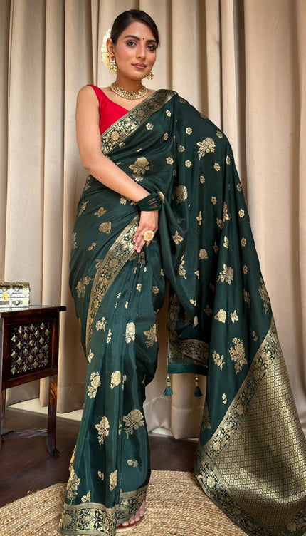 Classy Dark Green Soft Silk Saree