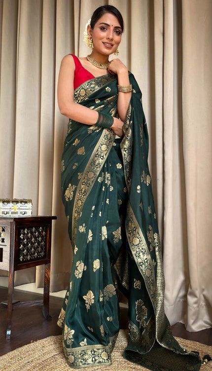 Classy Dark Green Soft Silk Saree