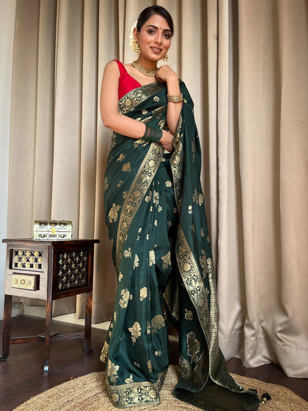Classy Dark Green Soft Silk Saree