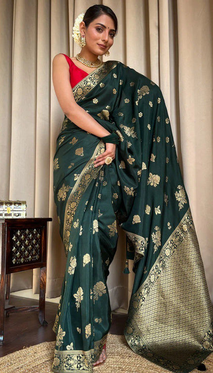 Classy Dark Green Soft Silk Saree