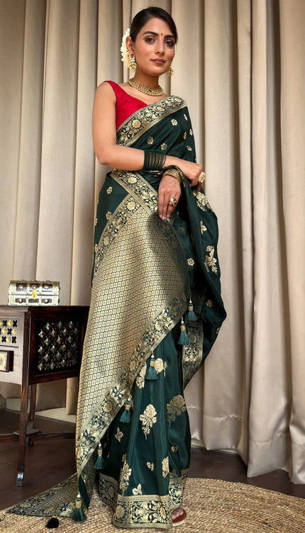 Classy Dark Green Soft Silk Saree