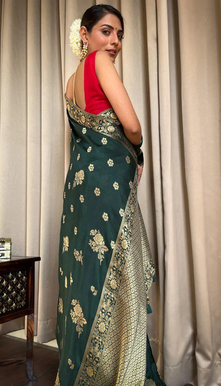 Classy Dark Green Soft Silk Saree