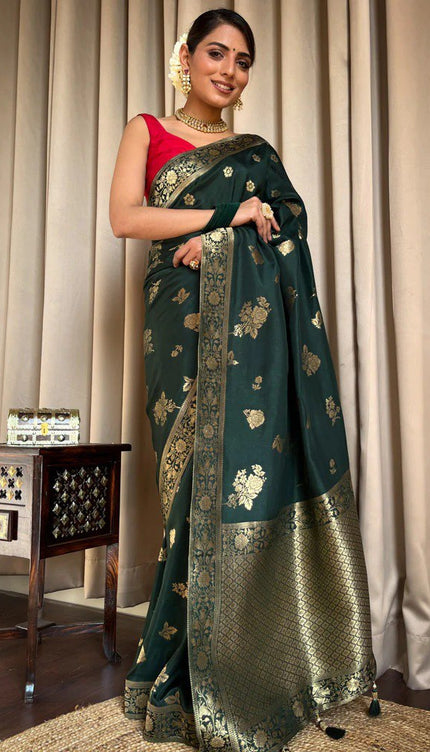 Classy Dark Green Soft Silk Saree
