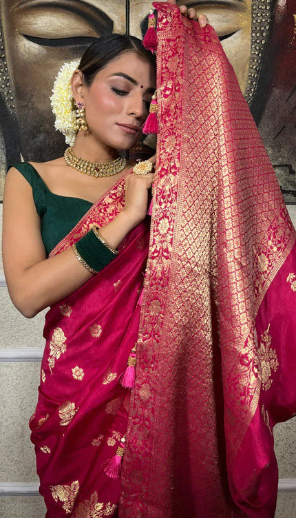 Outstanding Dark Pink Soft Silk Saree