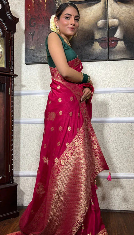 Outstanding Dark Pink Soft Silk Saree