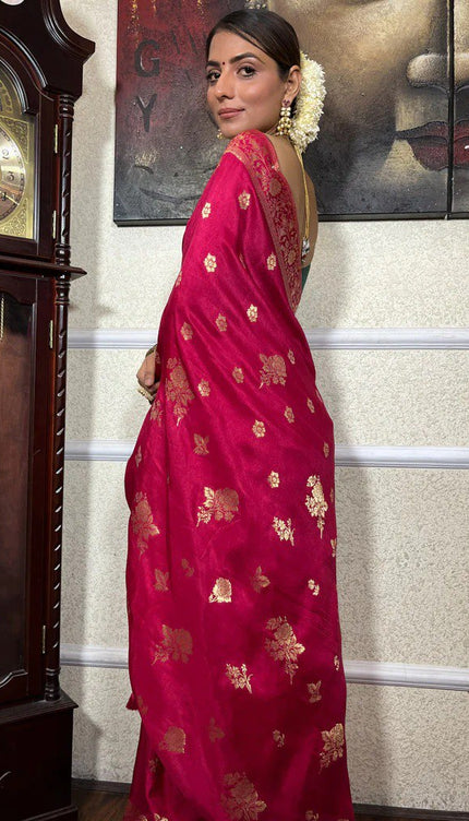 Outstanding Dark Pink Soft Silk Saree