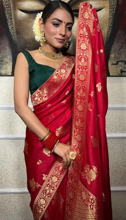 Bewitching Red Soft Silk Saree