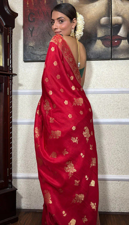 Bewitching Red Soft Silk Saree