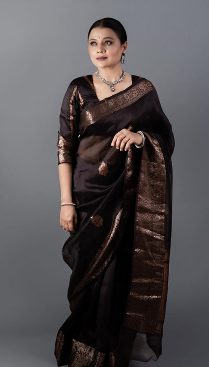 Ravishing Black Soft Silk Saree