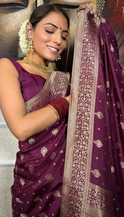 Murmurous Wine Soft Silk Saree