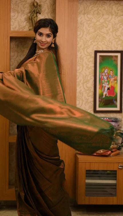 Lassitude Dark Green Soft Silk Saree