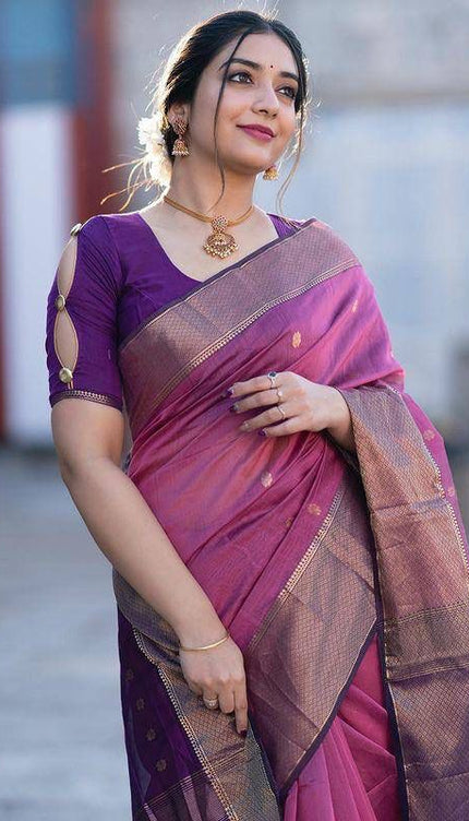 Angelic Lavendor Soft Silk Saree