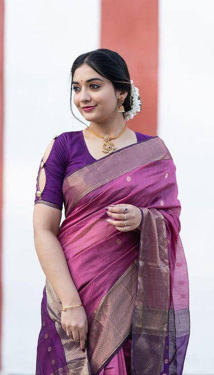 Angelic Lavendor Soft Silk Saree