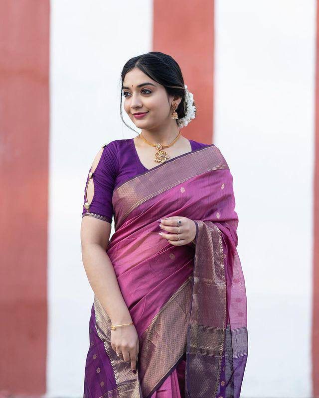 Angelic Lavendor Soft Silk Saree